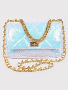 Quilted Sequins Chain Shoulder Bag